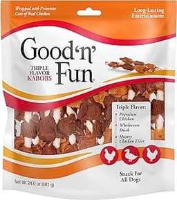 Good 'n' Fun Kabobs Long-Lasting Dog Treat, With Real Proteins, Beef Hide and Premium Chicken, Supports Dental Health...