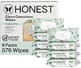The Honest Company Baby Wipes for Sensitive Skin, Hypoallergenic, Fragrance-Free, Multi-Use, Geo Mood Design, 576 Cou...