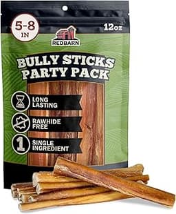 Redbarn Long Lasting 5-8 Inch Bully Sticks for Medium Dogs Aggressive Chewers - 100% Beef Single Ingredient Rawhide F...