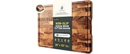 Large End Grain Cutting Board for Kitchen with Non-slip Feet, Acacia Wood | Heavy Duty Checkered Cutting Board Handcr...