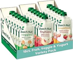 Beech-Nut Baby & Toddler Food Favorite Flavors Pouches Variety Pack, Fruit Veggie and Whole Milk Yogurt Purees, Baby ...