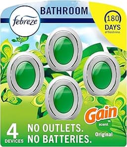 Febreze Bathroom Air Freshener, Odor-Fighting, Plug in Alternative, White, Air Fresheners for Small Spaces in Home, B...