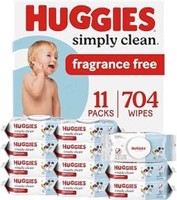 Huggies Simply Clean Baby Wipes, Unscented, 11 Packs, 704 Wipes