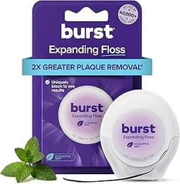 BURST Expanding Dental Floss (Mint Eucalyptus/40 Yards) | Stain Absorbing & Woven Tooth Floss with Xylitol Coating to...