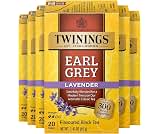 Twinings Earl Grey Lavender Black Tea Individually Wrapped Bags, 20 Count (Pack of 6), Citrus, Bergamot & Floral, Caf...