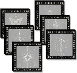 6Pads Tarot Memo, Fantasy Black Notepads for Work School Office | Celestial Sticky Notes for Plan Study Record Messag...