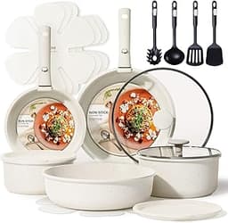 CAROTE 19pcs Pots and Pans Set, Nonstick Cookware Set Detachable Handle, Induction Kitchen Cookware Sets Non Stick wi...
