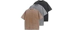 Men's Cotton T-Shirts Oversized Unisex Short Sleeves Casual Loose Wash Solid Basic Tee Tops