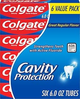 Colgate Cavity Protection Fluoride Toothpaste, Mint, 6 Pack, 6 oz | Bulk Anticavity Adult Toothpaste, Fights Cavities...