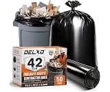 Delxo 40-42 Gallon Contractor Garbage Bags Heavy Duty Industrial Trash Bags | 33.2” x 45”, 50 Count Black Contractor ...