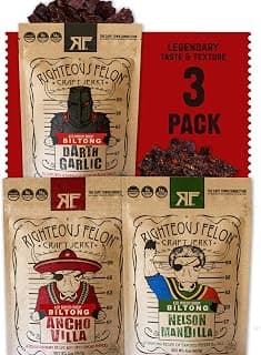 Righteous Felon South African Biltong Beef Jerky Variety Pack - 3 Pack | High Protein Gluten Free, Keto-Friendly Low ...
