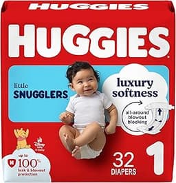 Huggies Size 1 Diapers, Little Snugglers Baby Diapers, Size 1 (8-14 lbs), 32 Count, Packaging May Vary