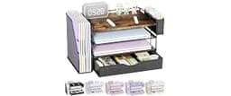 Wood Desk Organizers and Accessories with File Sorters & Catalog Racks | 4-Tier Desk Accessories & Workspace Organize...