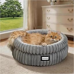 BALANCE Cat Bed Kitten Bed, Washable Round Cat Beds for Indoor Cats, Super Soft Plush Faux Fur Pet Bed for Puppy and ...