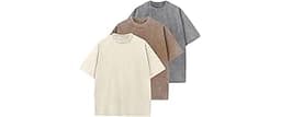 Men's Cotton T-Shirts Oversized Unisex Short Sleeves Casual Loose Wash Solid Basic Tee Tops
