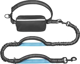 iYoShop Hands Free Dog Leash with Zipper Pouch, Dual Padded Handles and Durable Bungee for Walking, Jogging and Runni...