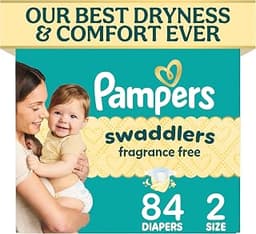 Pampers Swaddlers Diapers, Size 2 (10-22 lbs), 84 Count, Fragrance Free, Hypoallergenic, Absorbent, Pediatrician Reco...