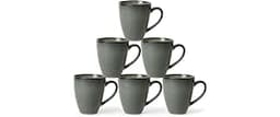 MONITO 17oz Ceramic Coffee Mugs Set of 6, Sage Green Large Mugs with Handle | Large Mugs with Gold Rim for Latte, Coc...