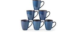 MONITO 17 OZ Coffee Mugs Set of 6, Large Ceramic Blue Coffee Mugs Set with handle for Tea/Latte/Milk/Cocoa, Funny Tea...