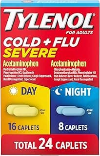 Tylenol Cold + Flu Severe Day & Night Caplets Combo Pack for Multi-Symptom Cold & Flu Symptom Relief, Cough, Sore Thr...