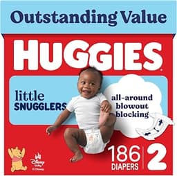Huggies Little Snugglers Diapers Size 2, 186 Count (3 Packs of 62)