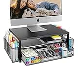OPNICE Desk Organizer and Accessories, 2-Tier Computer Monitor Stand Riser with Drawer and 2 Pen Holders, Laptop Stan...