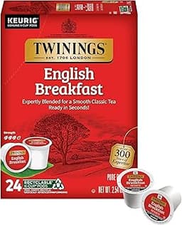 Twinings English Breakfast Black Tea K-Cup Pods for Keurig, 24 Count (Pack of 1), Smooth, Flavourful, Robust, Caffein...