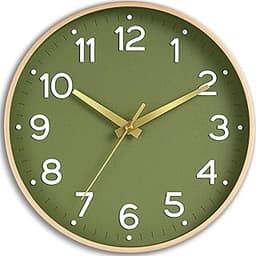 Roymnie Wall Clock Green, Silent Wall Clocks Battery Operated 8 Inch-Modern Non Ticking Analog Clock Decorative for K...
