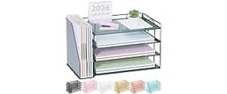 Spacrea Paper Organizer, Desk Organizers and Accessories for Desk with File organizer, Desk Accessories & Workspace O...