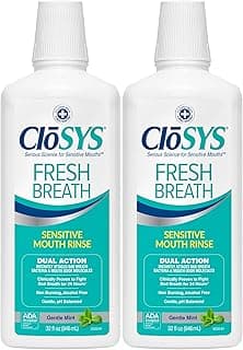 CloSYS Mouthwash, 32 Ounce, Fresh Breath Mouthwash, 2 Pack, Gentle Mint