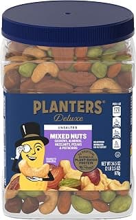 PLANTERS Deluxe Unsalted Mixed Nuts, Plant Based Protein, 34.5 Oz (1 Ct)