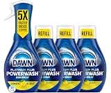 Dawn Powerwash Dish Soap Spray + 3 Dishwashing Liquid Refills Lemon, 4*16oz | Instantly breaks down 99% of residue. N...