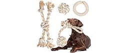 Fida Heavy Duty Dog Rope Toys for Aggressive Chewers 4pcs Pack – Natural Cotton Dog Chew Toys for Large Dogs, Tug-of-...