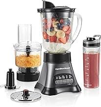 Hamilton Beach Blender and Food Processor Combo for Shakes & Smoothies, With 3 Cup Electric Food Chopper Attachment, ...
