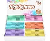 YEGEER Highlighters Bulk, Chisel Tip Dry-Quickly Highlighter Markers, 108 Count-6 Assorted Colors Highlighters Bulk P...