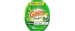 Gain Flings Laundry Detergent Pacs, Odor Defense, 112 Count, Original Scent, 3 in 1 HE Compatible Detergent Pacs with...