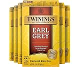Twinings Earl Grey Black Tea Individually Wrapped Bags, 20 Count (Pack of 6), Flavoured with Citrus and Bergamot, Caf...