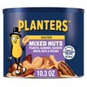 Planters Salted Mixed Nuts, Plant Based Protein Snack, 10.3 oz Can | Salted mixed nuts: peanuts cashews, almonds, Bra...