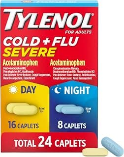Tylenol Cold + Flu Severe Day & Night Caplets, Combo Pack, 24 Ct | Multi-Symptom Cold & Flu Symptom Relief, For Cough...