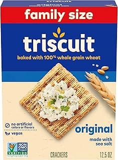 Triscuit Original Whole Grain Wheat Crackers, Vegan Crackers, Healthy Snacks, Lunch Snacks, Family Size, 12.5 oz