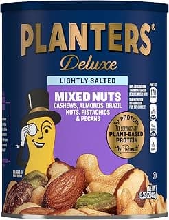 PLANTERS Deluxe Lightly Salted Mixed Nuts, Plant Based Protein, 15.25 Oz
