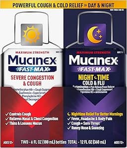 Mucinex Fast-Max & NightShift Combo Pack - Max Strength Cough & Cold Medicines For Mucus Relief, Chest Congestion, Na...
