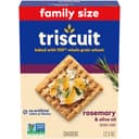 Triscuit Rosemary & Olive Oil Whole Grain Wheat Crackers, Lunch Snacks, Snack Crackers, Family Size, 12.5 oz