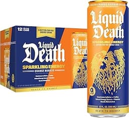 Liquid Death Sparkling Energy - Orange Horror (Orange and Cream), Zero Sugar Energy Drink, Unextreme Caffeine 100mg, ...