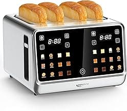 Toaster 4 Slice with TouchScreen, Memory Function & Single-Slot Focus, Keenstone 1800W Smart Digital Toaster for Ulti...