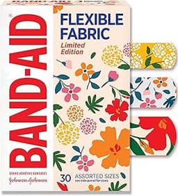 BAND-AID Brand Flexible Fabric Adhesive Bandages, Wildflower Designs, 30 Ct | Comfortable Protection, Sterile Wound C...