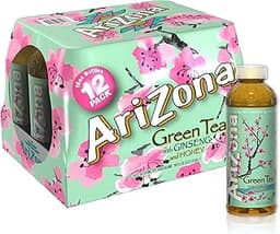 Arizona Green Tea with Ginseng and Honey, 16 Fl Oz (Pack of 12)