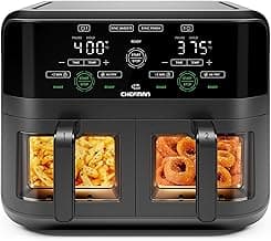 CHEFMAN 6 Quart Dual Basket Air Fryer Oven with Easy View Windows, Sync Finish, Hi-Fry, Auto Shutoff, 2 Independent 3...