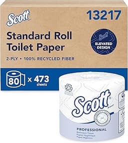Scott Professional 100% Recycled Fiber Standard Roll Bulk Toilet Paper (13217), 2-Ply, Elevated Design, White, Indivi...