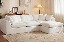 GRUSIGN 110'' Oversized Boneless Cloud Couch for Living Room, Modern Big Sectional Compressed L Shape Couch with Otto...